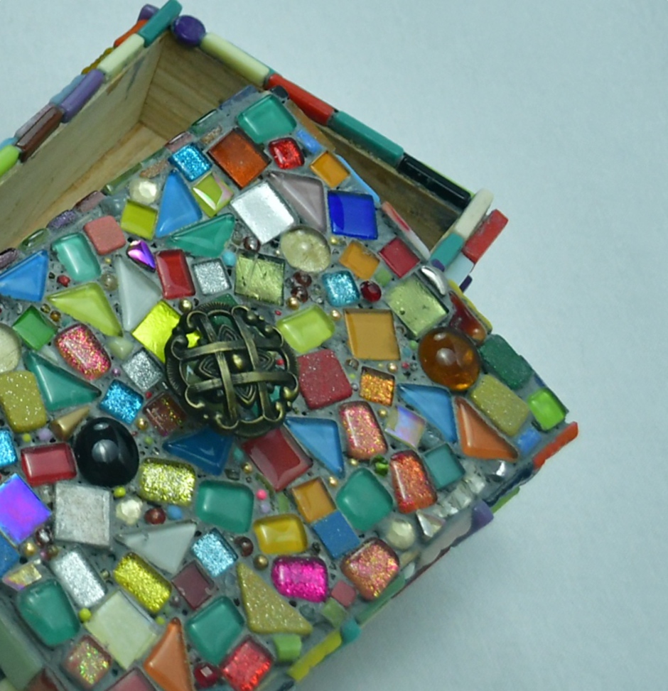 Small mosaic Box with antique knob.