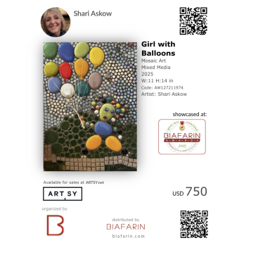 Girl With Balloons Colorful artwork titled "Girl with Balloons" featuring balloons and a playful backdrop.